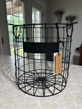 Magnolia Black Wire Round Storage Basket-Small